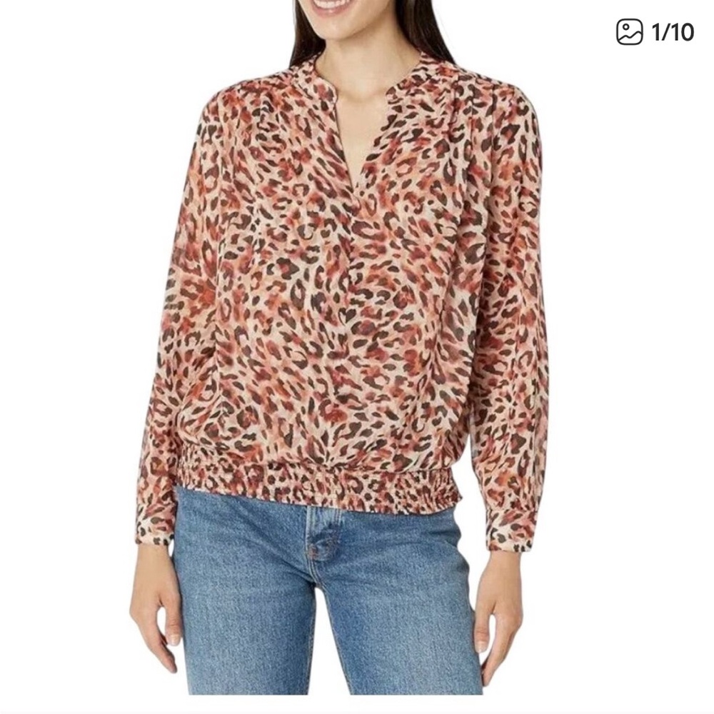 Liverpool Watercolor Animal Print Blouse, XS